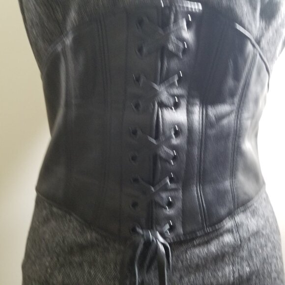 Bebe Brand pencil dress, size 4, grey with black leather - Picture 7 of 16